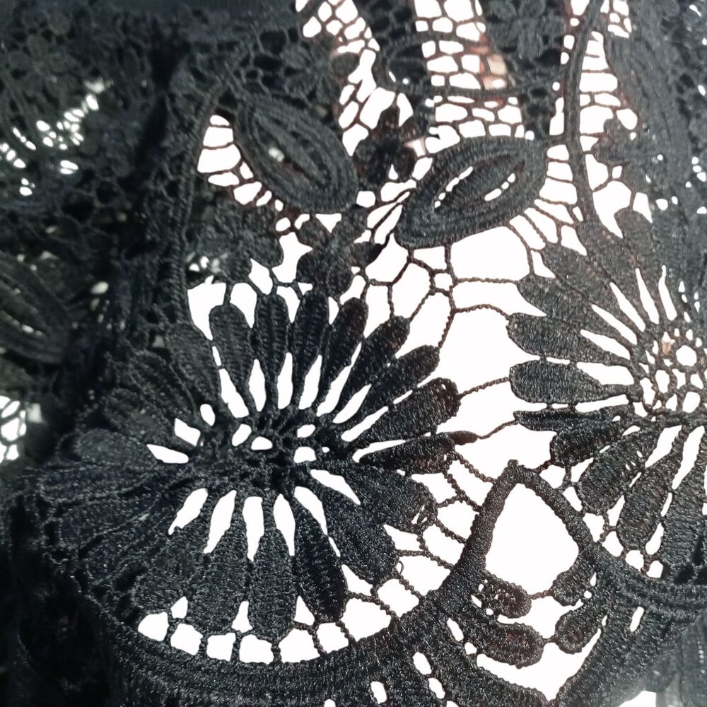 Jessica Simpson Black Lace Shorts Sheer L Elastic Waist Scalloped Fringe Swing - Picture 9 of 15